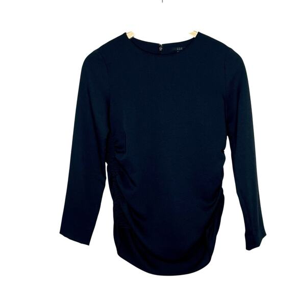 COS Black Ruched Top Womens 32 XS Minimalist Career Work Office Quiet Luxury - Picture 1 of 8